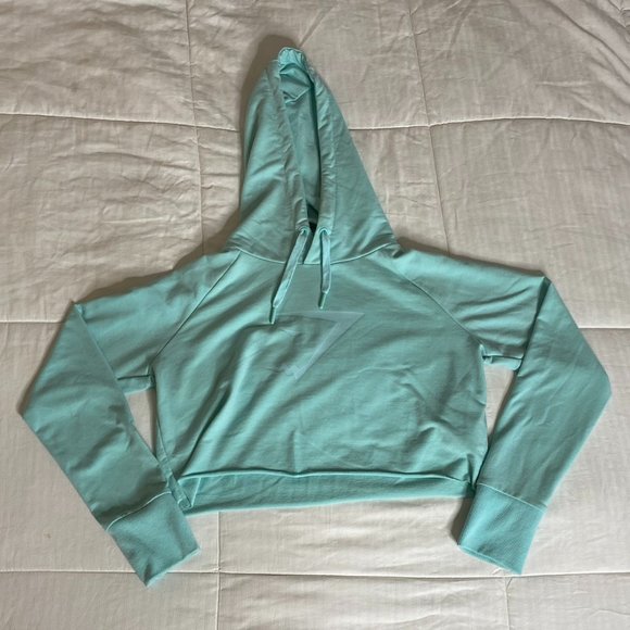 Gymshark Tops - Gymshark Cropped Hoodie - Small - Pale Turquoise